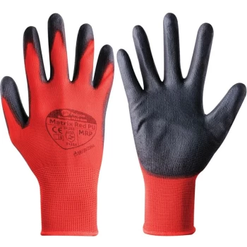 image of Matrix Red Pu Palm-side Coated Gloves - Size 10 - Polyco