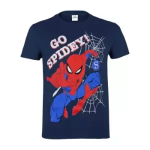 Image of Spiderman Childrens Boys Go Spidey T-Shirt (5/6 Years) (Blue)
