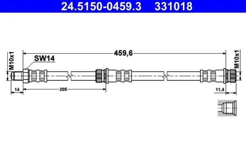 Image of ATE 24.5150-0459.3 Brake Hose Brake Hose (83)
