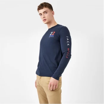 image of Jack Wills Maxwell Long Sleeve T-Shirt - Navy