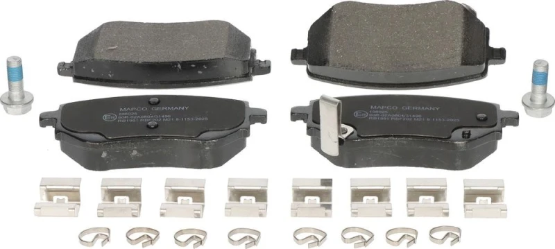 Image of MAPCO 106025 Brake pad set Rear Axle, with acoustic wear warning, with accessories, with brake caliper screws Brake Pad Set,disc brake (402)