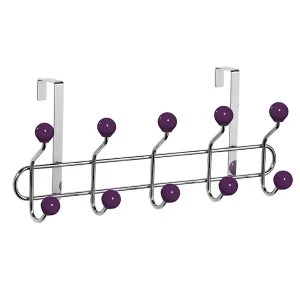 image of Premier Housewares Over-Door 10 Hook Hanger - Purple