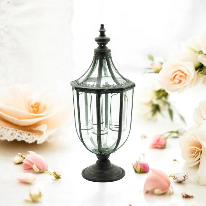 Image of Minster Garden Lantern With Tealight Holder - Metal - L29 X W29 X H77 Cm