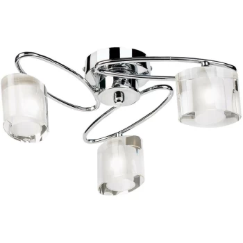 image of Endon Sonata - 3 Light Semi Flush Multi Arm Ceiling Light Chrome, Clear Crystal, G9