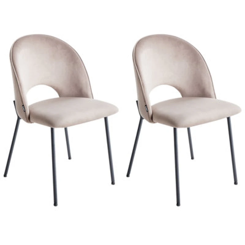 Image of Beliani Set Of 2 Dining Chairs Covelo Velvet Taupe