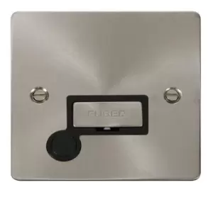 Image of Click Scolmore Define Brushed Steel 1 Gang Fused Connection Unit 13A With Black Ingot - FPBS550BK