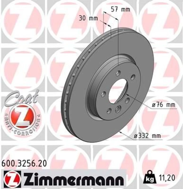 Image of ZIMMERMANN Brake disc ZIMMERMANN 600.3256.20