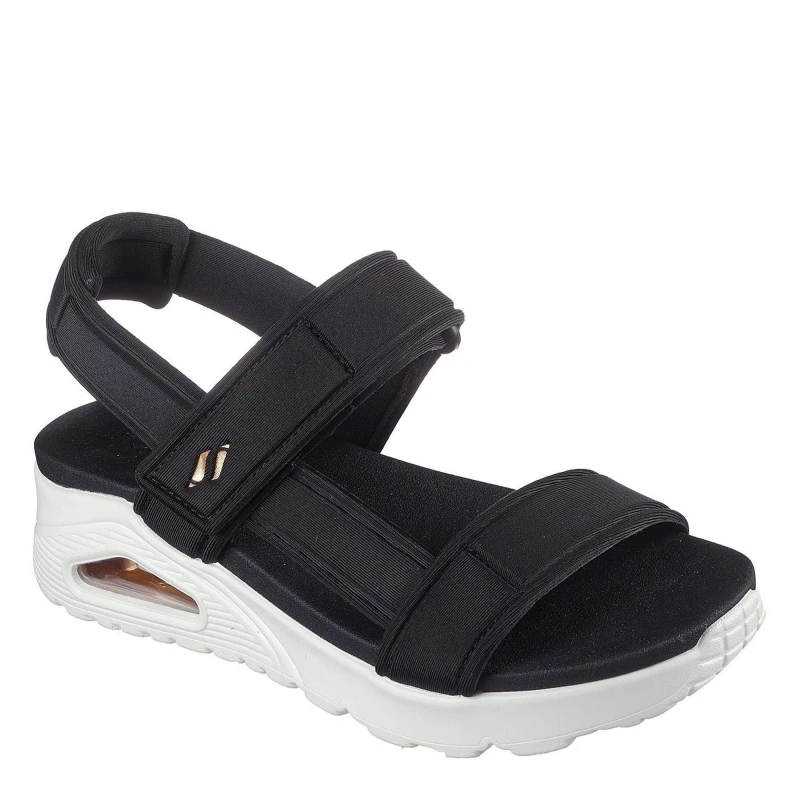 Image of Skechers T-Strap Debossed Adjustable Sling B Flat Sandals Womens - Black 7
