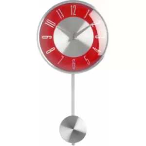 Silver with Red Face Pendulum Wall Clock - Premier Housewares