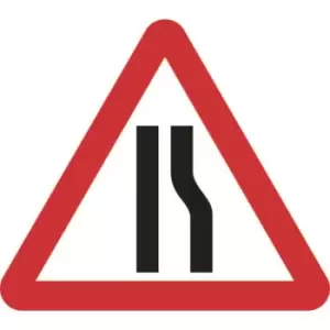Image of Road Narrows Offside - Classic Roll Up Traffic Sign (600MM Triangle