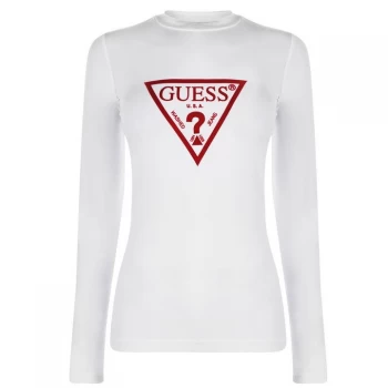 image of Guess Long Sleeve Kumiko T Shirt - True White