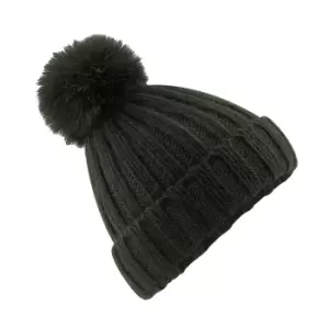 Image of Beechfield Unisex Verbier Fur Pom Pom Chunky Beanie (One size) (Dark Olive)