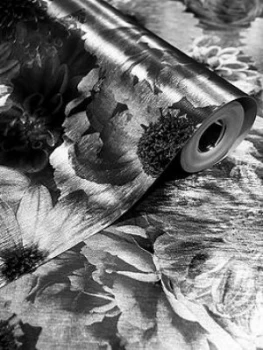 Image of Arthouse Foil In Bloom Wallpaper - Mono