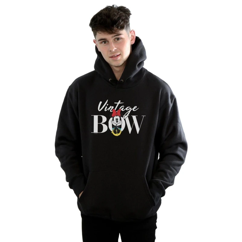 Image of Disney Men Minnie Mouse Vintage Bow Hoodie in Black Size: Small Black S Male 5059114256228