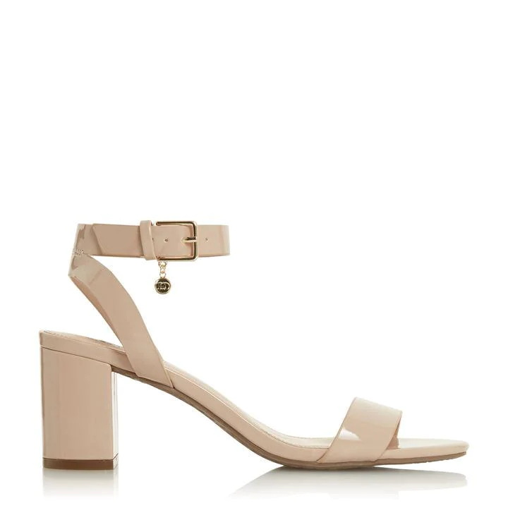 Image of Dune Natural 'Memee' Mid Block Heel Ankle Strap Sandals - 3