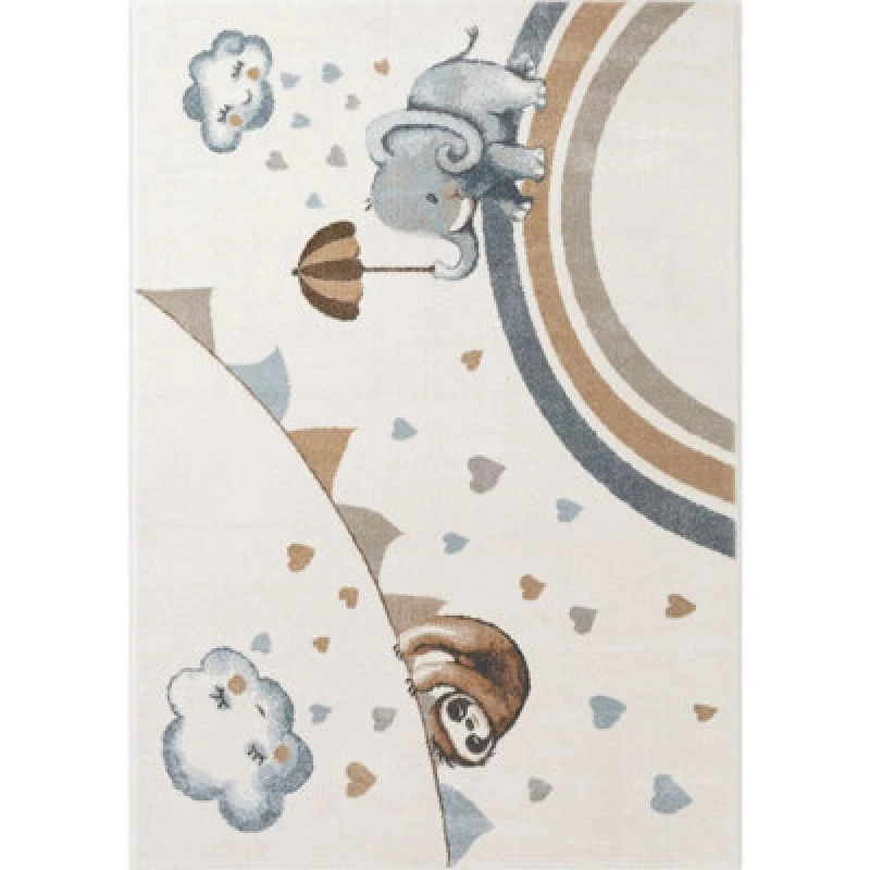 Image of The Rugs Villeroy And Boch Elephant Rainy Boho Rug And Runner Kids Rug In Cream