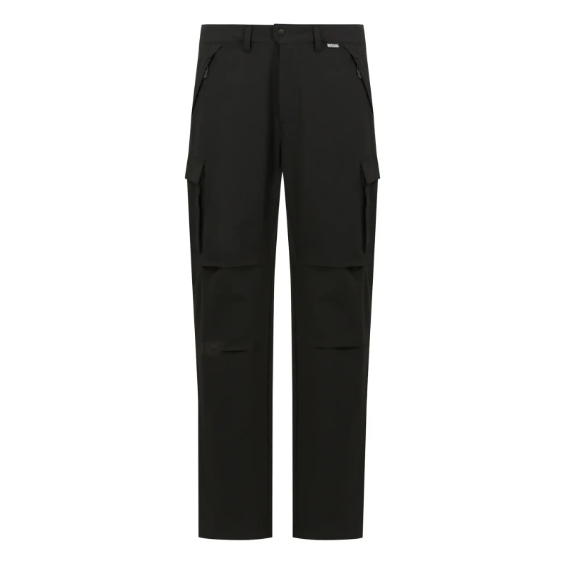 Image of Regatta Regatta Men Questra Durable Water-Repellent Cargo Trousers in Jet Black Size: 34R Jet Black 34R Male 5063019764009