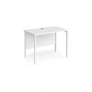 image of Office Desk 1000mm Rectangular Desk With H-Frame Leg White Tops With White Frames 600mm Depth Maestro 25