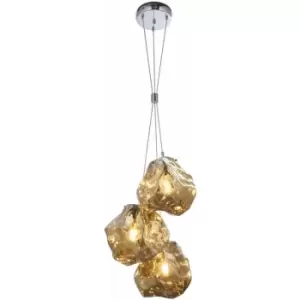 Image of Metallic Bronze 3 Light Ceiling Pendant Modern Rock Design Hanging Light Fitting