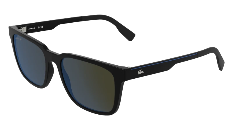 Image of Lacoste L6077S 001 Man Sunglasses Bio-injected Black Light blue Squared Normal Black Sunglasses Man Bio-injected