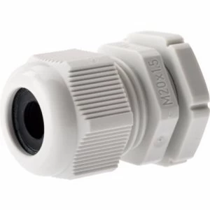 Image of Zexum M20 IP68 Nylon Cable Gland with Locknut - White