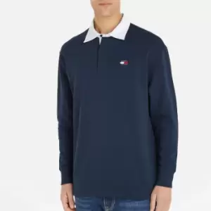 Image of Tommy Jeans Badge Cotton-Jersey Rugby Top - L