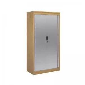 image of Systems horizontal tambour door cupboard 2000mm high - oak