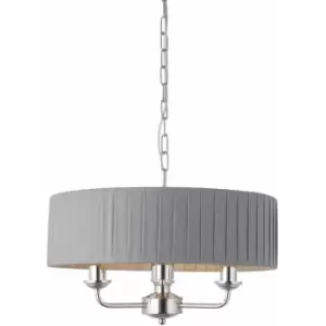 Image of Ceiling Pendant Light - Bright Nickel & Charcoal Fabric - 3 x 40W E14 - e10234