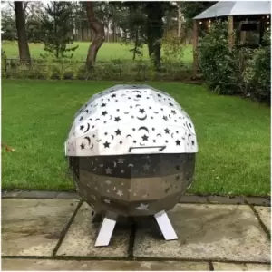 image of 600 Stainless Steel Moon & Stars FirePit Globe FireBall with Legs