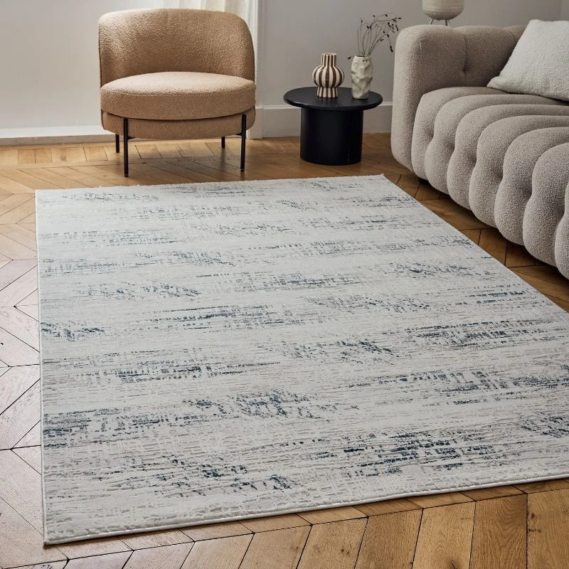 Image of THE RUGS Carmel Modern Area Rugs & Runners Abstract Design Soft Pile in Navy Size: 120cm x 170cm Navy Unisex 120cm x 170 cm
