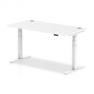 Image of Trexus Sit Stand Desk With Cable Ports White Legs 1600x800mm White Ref