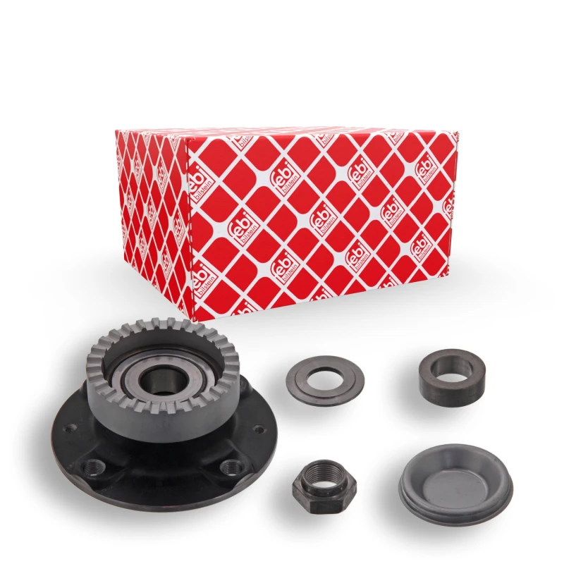 Image of FEBI BILSTEIN 31184 Wheel bearing kit with axle nut, Rear Axle Right, with wheel hub Wheel Bearing Kit (654)