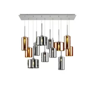 Image of Baldwin Linear Ceiling Pendant 2m, 12 Light G9, Polished Chrome, Chrome, Copper Type A, B, C Shade