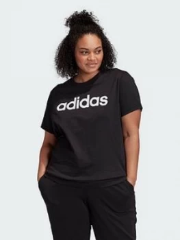 Image of adidas Plus Essentials Loose Linear Tee - Plus Size, Black, Size 3X, Women