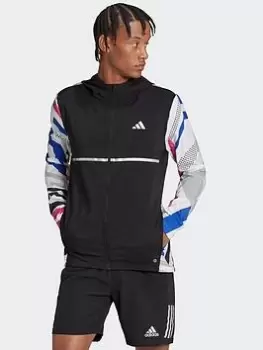 image of adidas Own The Run Seasonal Jacket, Black/White, Size L, Men