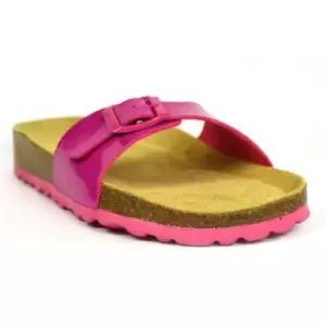 Image of Sanosan Womens/Ladies Malaga Lacquered Sandals (7 UK) (Fuchsia/Brown)