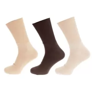 image of Universal Textiles Mens Bamboo Diabetic Wellness Socks (Pack Of 3) (6-11 UK) (Cream/Beige/Brown)