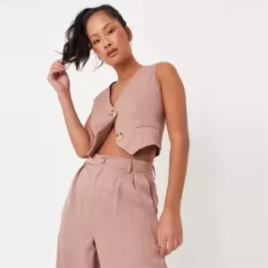 Image of Missguided Pinstripe Shorter Length Waistcoat - Pink