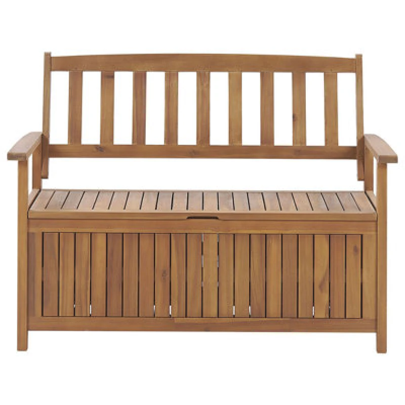 Image of Beliani Garden Bench Sovana 120 Cm With Storage Acacia Wood Brown