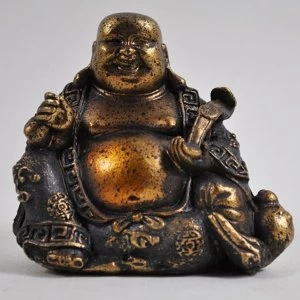 Image of Antique Gold Small Happy Buddha Ornament 8cm