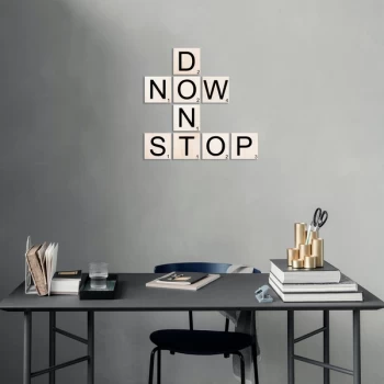 Image of Scrabble Set - 15 Black White Decorative Wooden Wall Accessory