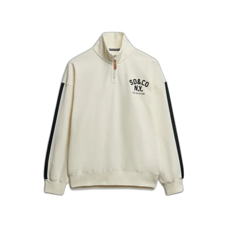 Image of Superdry Womens zip-up crew neck sweatshirt Superdry Country Club Applique Beige Female M