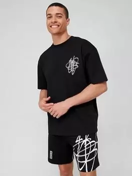 Image of HUGO Denevada Oversize Fit T-Shirt - Black, Size S, Men