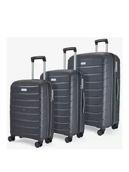 image of Rock Luggage Prime NG69102 8 Wheel Charcoal Suitcase 3Pcs Set