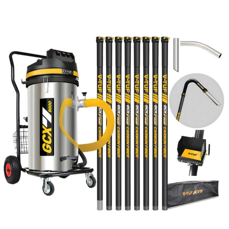 Image of V-TUF 3.5KW 100L Xtra Large & Rugged Industrial Vacuum Cleaner (230V) with 40ft GCX PRO Gutter Cleaning Kit, Camera & bag