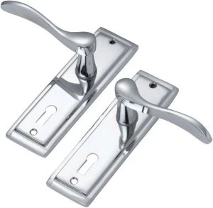 image of Wickes Bravo Locking Door Handle - Polished Chrome 1 Pair