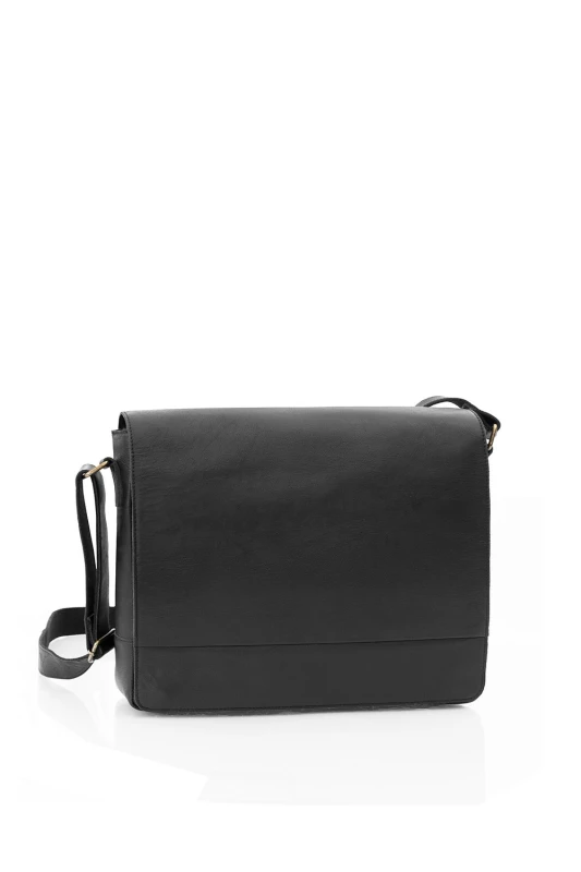 Image of PRIMEHIDE 'Rica' Leather Large Messenger Bag Black