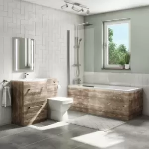 image of 1700 Single Ended Bath + Ashford Wood Effect Combi Unit with Tabor BTW