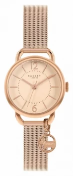 Radley Womens Rose Gold Mesh Bracelet Rose Gold Dial Watch