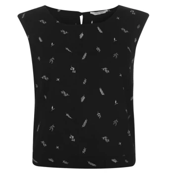 image of Jack Wills Milburn Leaf Tie Back Top - Black